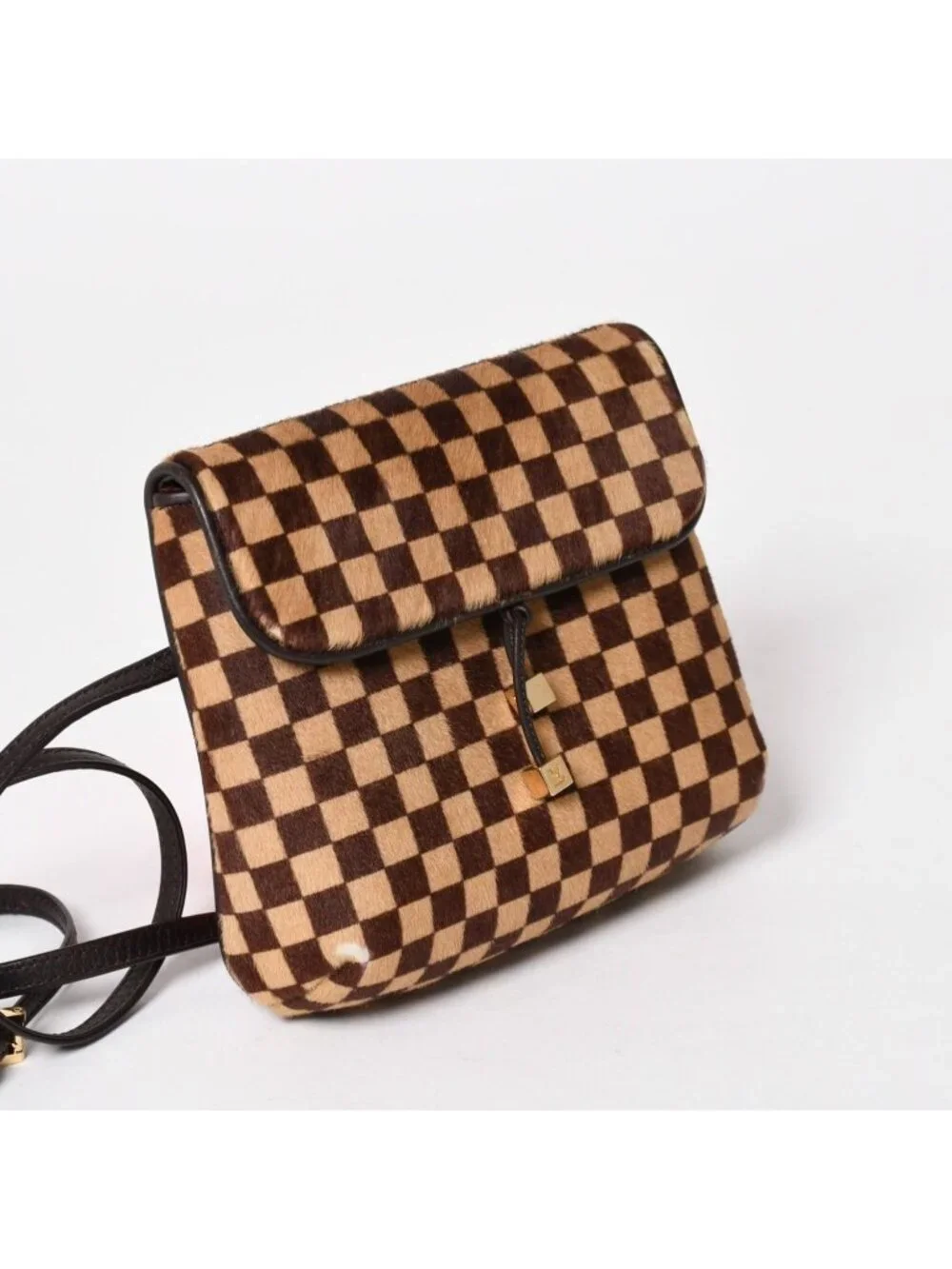 Louis Vuitton Gazelle Shoulder Bag Damier Sauvage Calf Hair Leather Brown